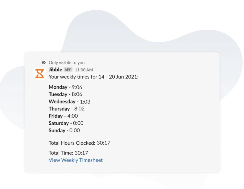 Viewing weekly timesheets via bot commands in Slack