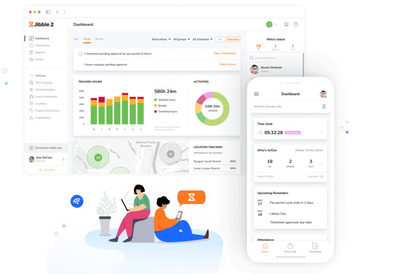 Time tracking for payroll dashboard