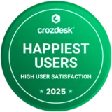 Crozdesk - High User Satisfaction (Happiest Users) 2025