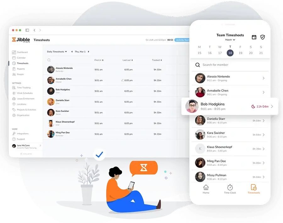 Feuille de temps sur le web et le mobile