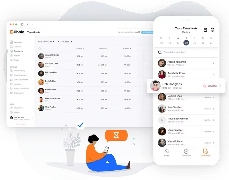 Timesheet and mobile