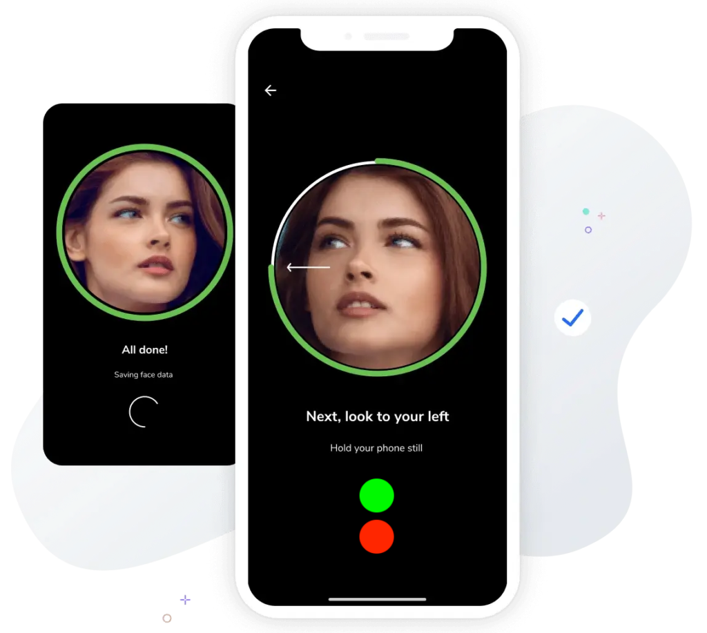 Mobile time clock showing face recognition