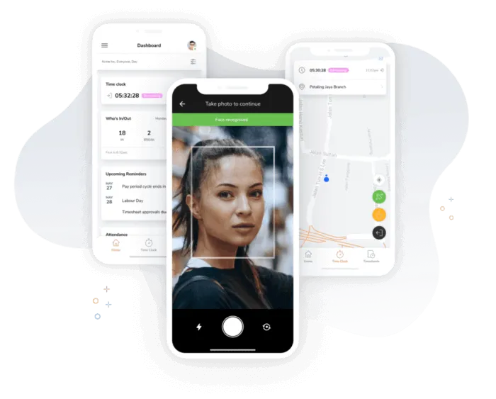 Time tracking software with face recognition for mobile