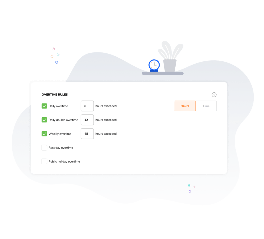 Overtime hours rules customization for timesheet