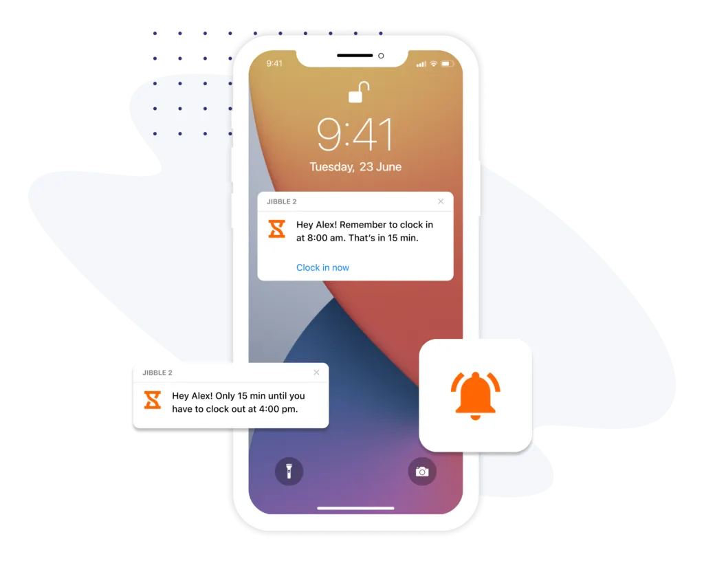 Mobile showing attendance reminders