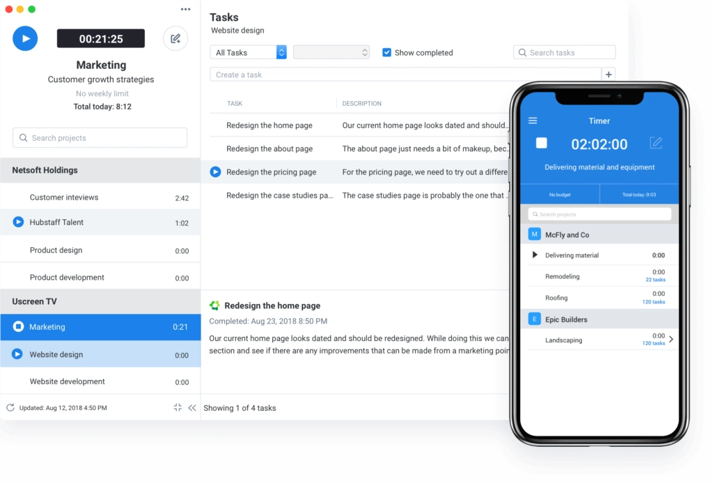 Software e app de controle de tempo do Hubstaff