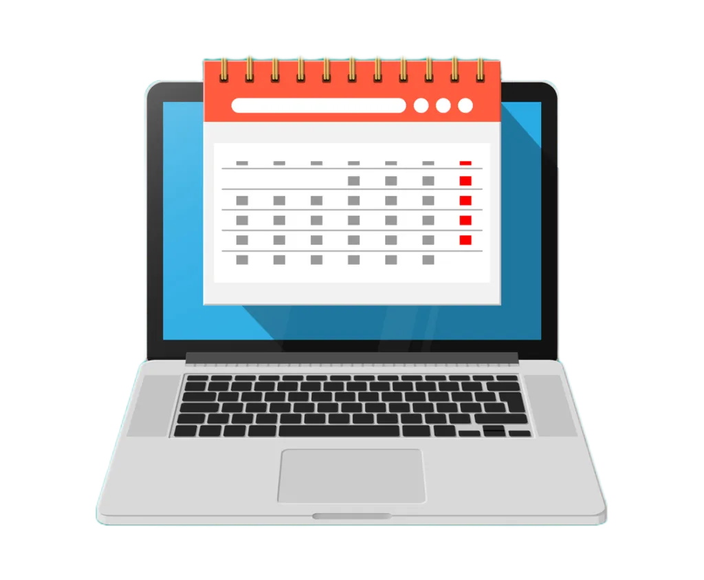 Laptop with real timesheet illustration