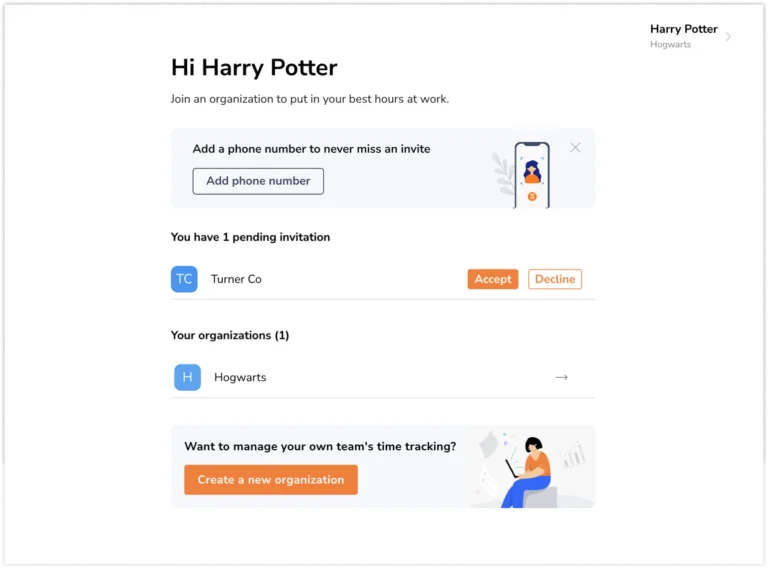 Accepting invites with existing organization on web