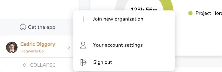 Accessing account settings on web