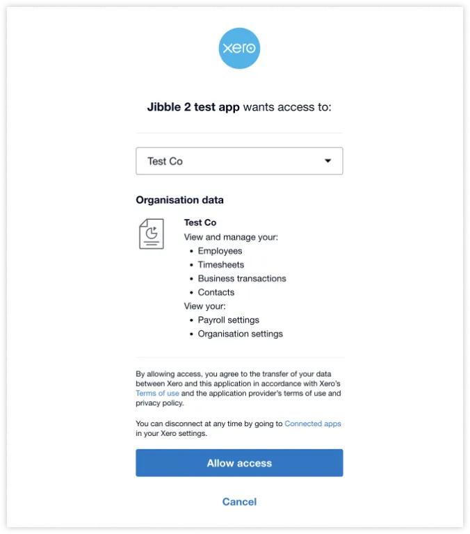 Jibbleへのアクセスを許可する