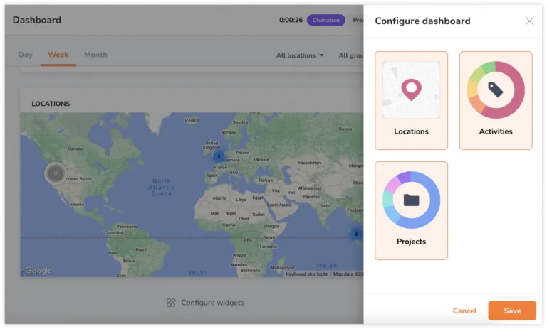 Configure widgets on the dashboard