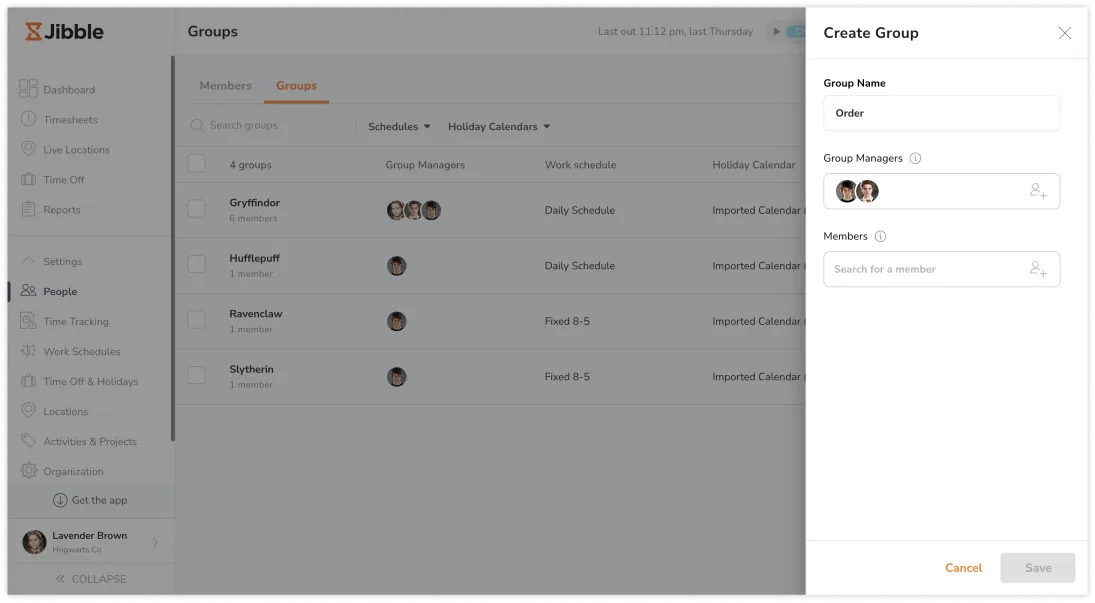 Creating a new group in Jibble