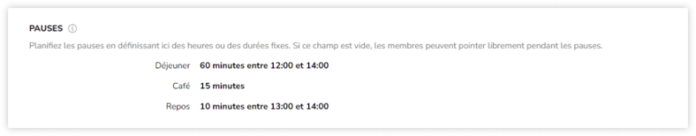 Custom break types set up on work schedules