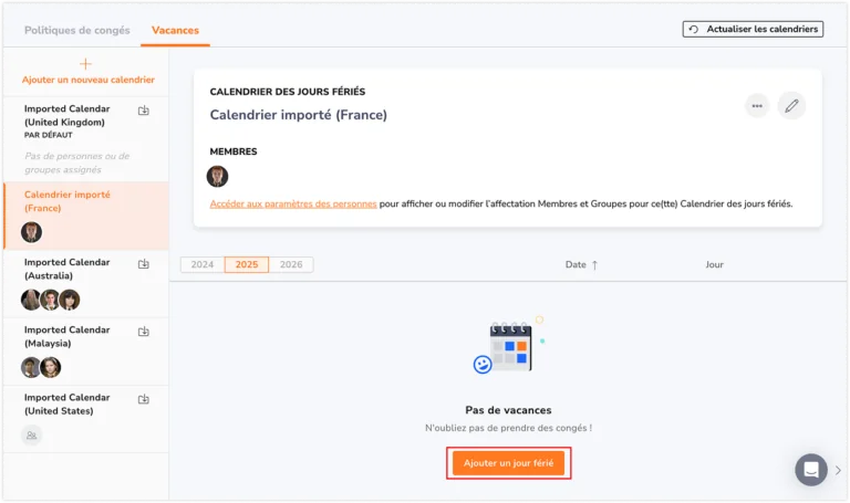 Ajouter manuellement des jours fériés pour la France