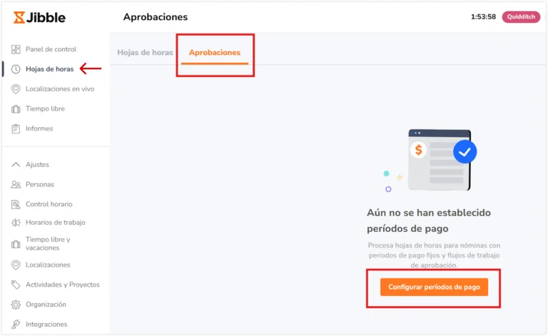 Pay period tab under timesheets