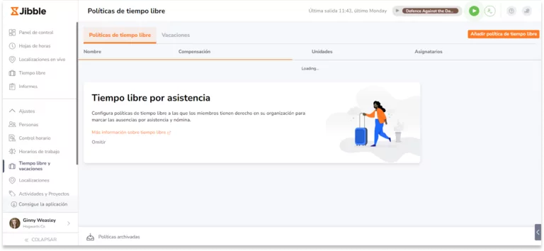 Haz clic en la pestaña Políticas de tiempo libre