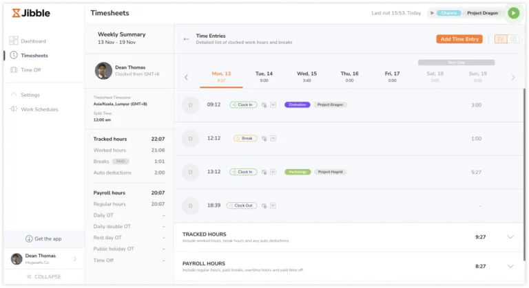 Webアプリでメンバーとしてタイムシートを表示する