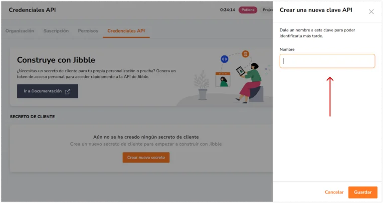 In the "API Credentials" tab, click the "Create a new secret" button and give your API key a name.