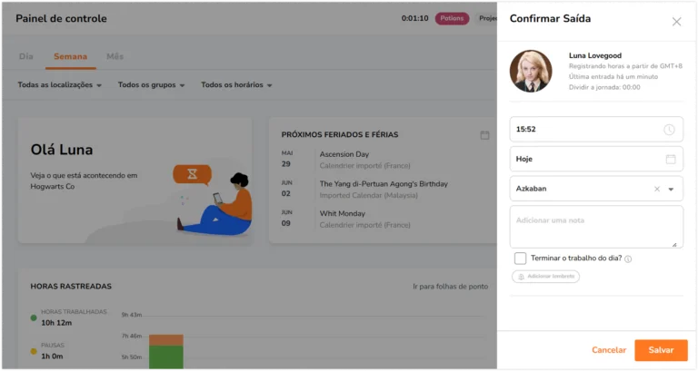 Registrando a saída como membro no aplicativo web