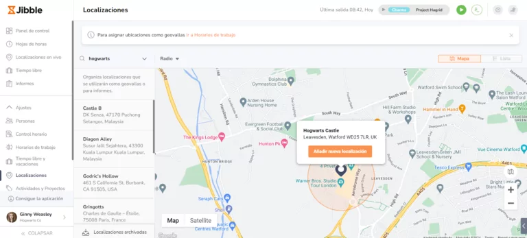 Haz clic en Añadir nueva ubicación.