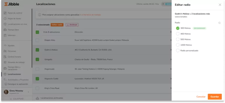 Elige un radio entre las opciones disponibles.