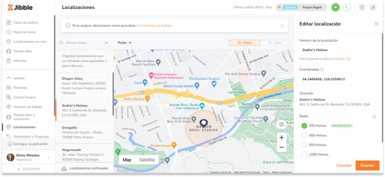 Ajuste los detalles de localización necesarios.