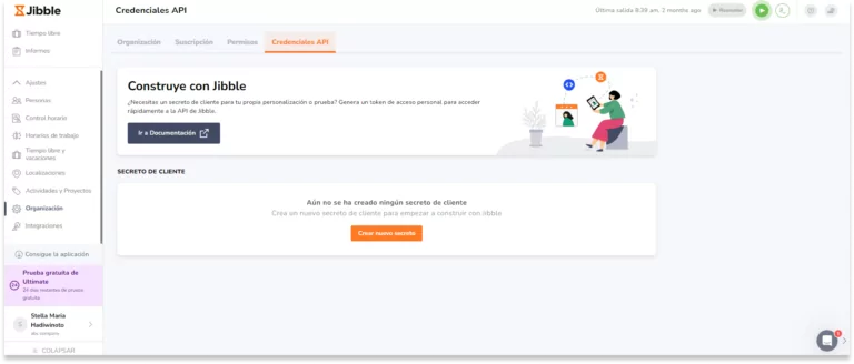 Sólo tienes que ir a Ajustes de la organización > Claves API.