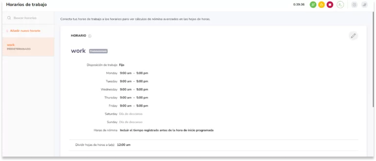 Ve a Horarios de trabajo.