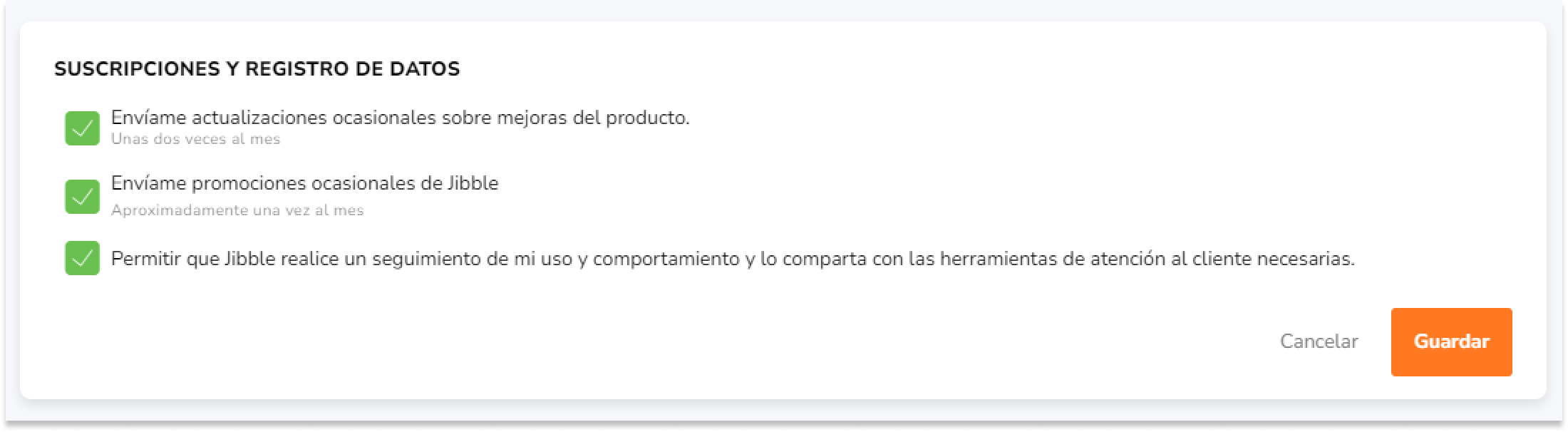 Suscripciones y privacidad de datos