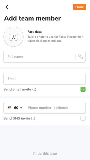 Filling up form and adding team member