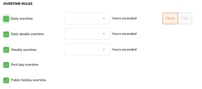 Jibble overtime rules customization