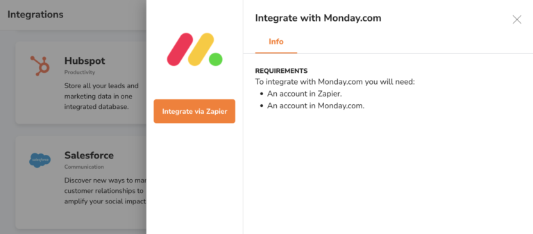 Jibble linked integration with monday.com