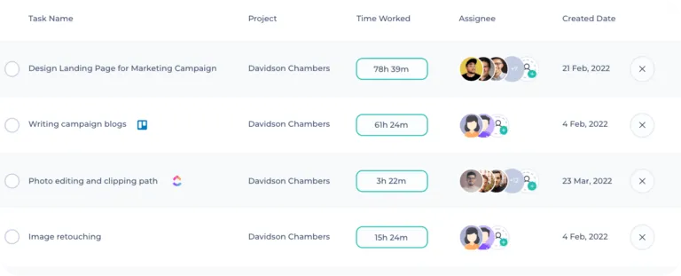 Apploye interface showing employee names and project information