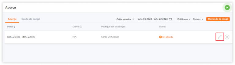 Modification des demandes de congés en attente