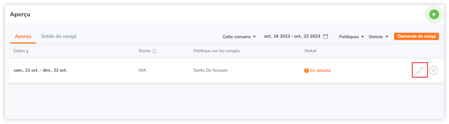 Modification des demandes de congés en attente
