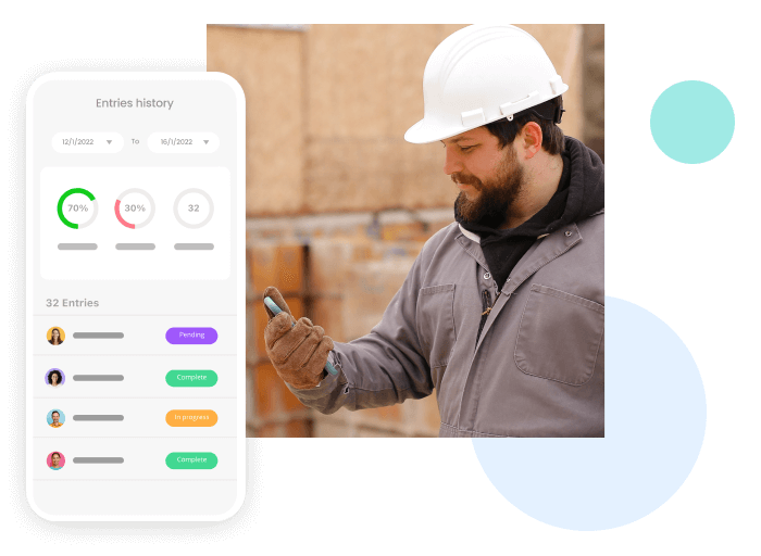 Connecteam'in zaman girişlerini gösteren mobil arayüzü