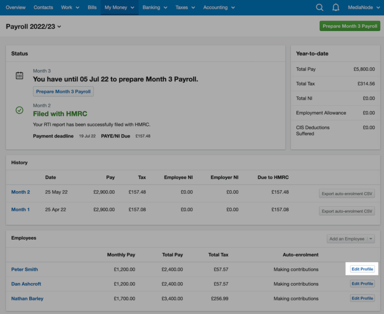 Screen to add a new employee with no National Insurance (NI) number to payroll