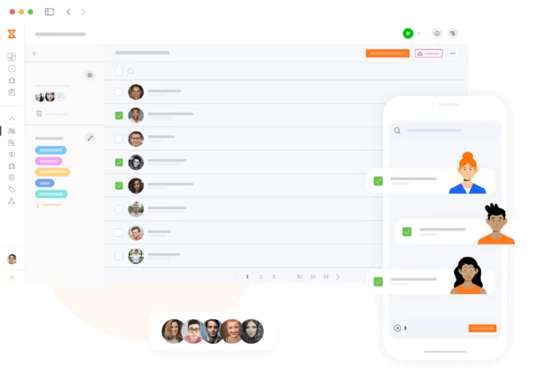 Web display of employee assignment to groups in time tracking software