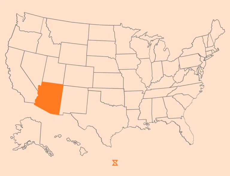 arizona outlined in a us map