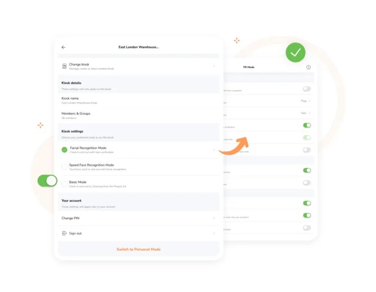 Configurações detalhadas do quiosque online