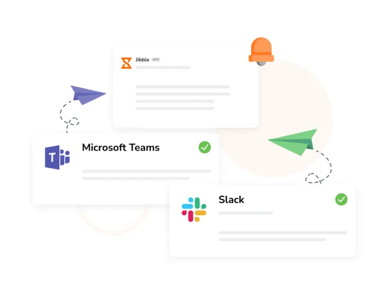 Clock in via chosen apps like Microsoft Teams or Slack