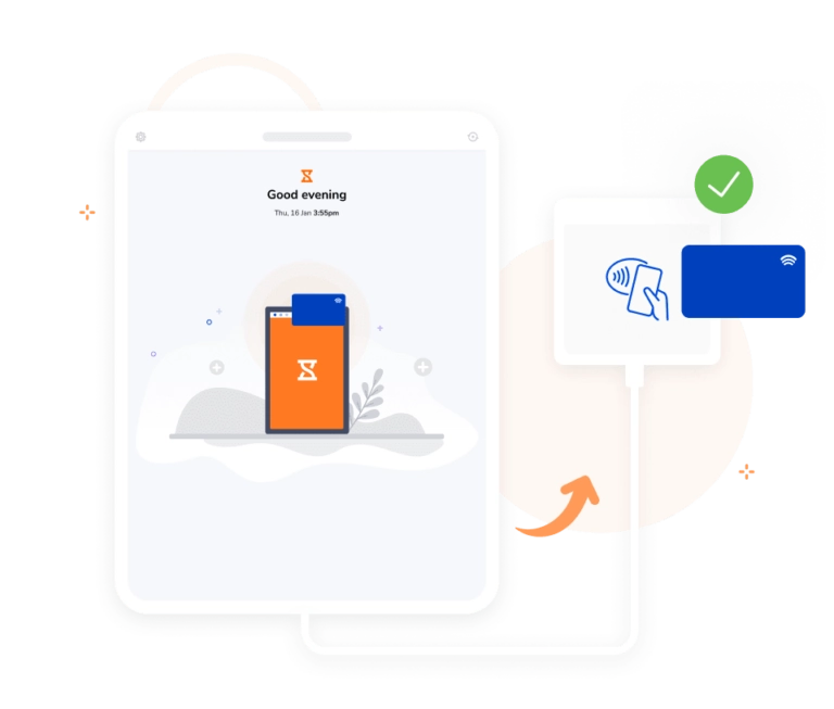 Using an NFC or RFID external reader to read cards for attendance