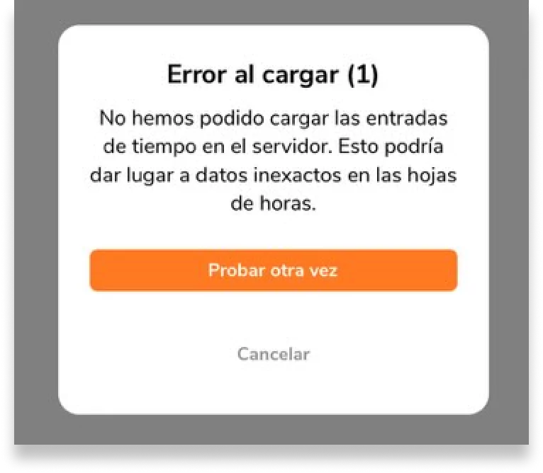 Haz clic en Intentar de nuevo.
