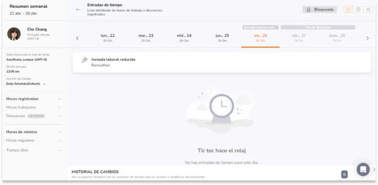 Hojas de horas