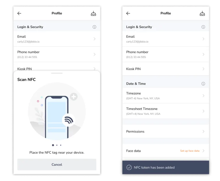Scanning NFC tag to link a tag to a user 