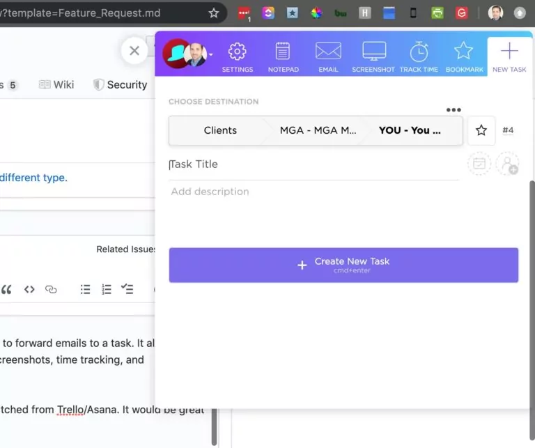 Timer dell'estensione Chrome di ClickUp