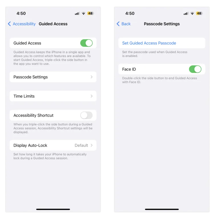 Mengaktifkan akses terpandu di perangkat iOS
