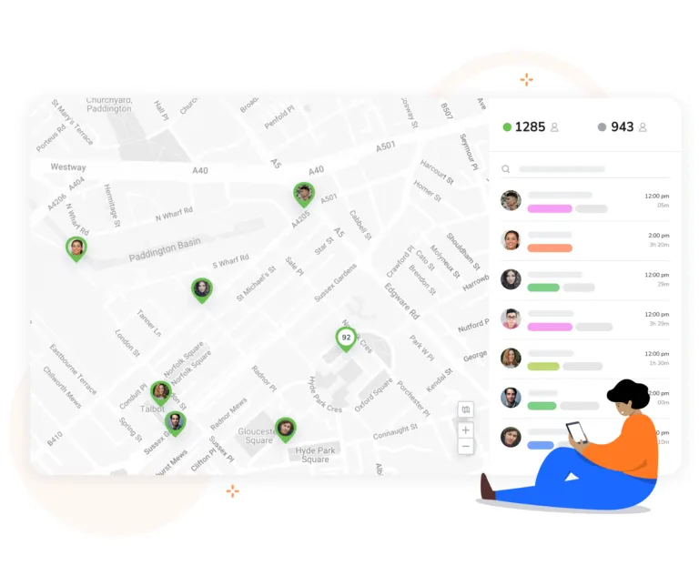 View the locations of your employees directly on a map with the Jibble geofencing attendance system.