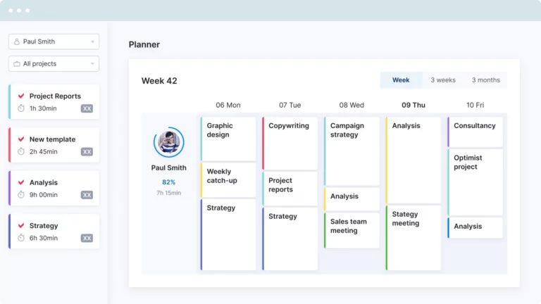 Screenshot der Zeiterfassungssoftware Scoro