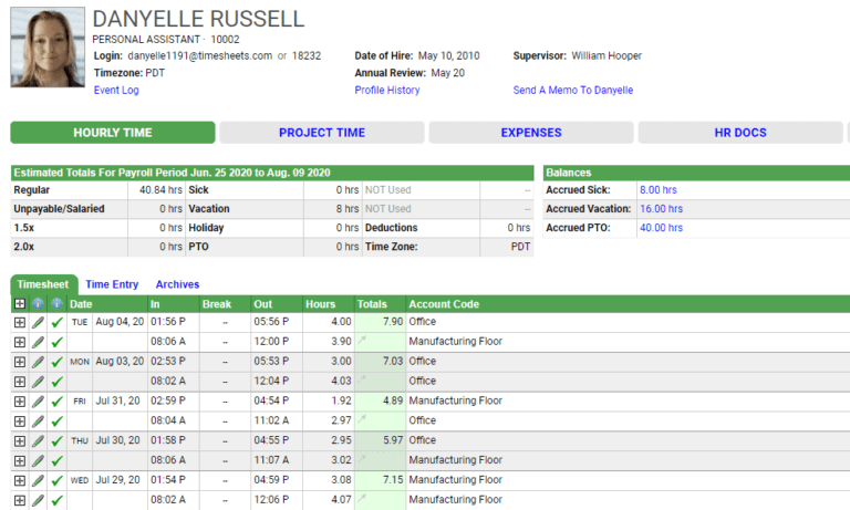 Timesheet di Clockify